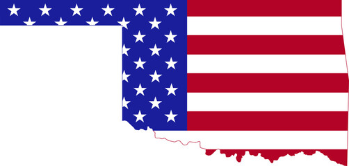 Simple flat US flag administrative map of the Federal State of Oklahoma, USA