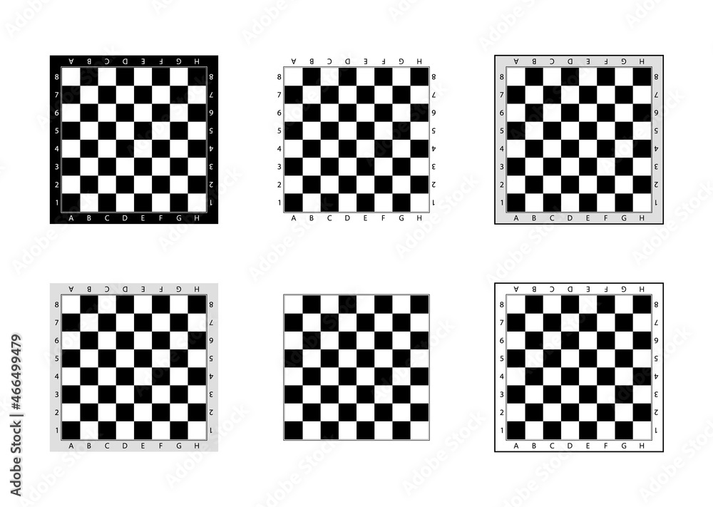 Poster chess board. pattern of chessboard. set of checkerboards. black-white check texture for game. backgr