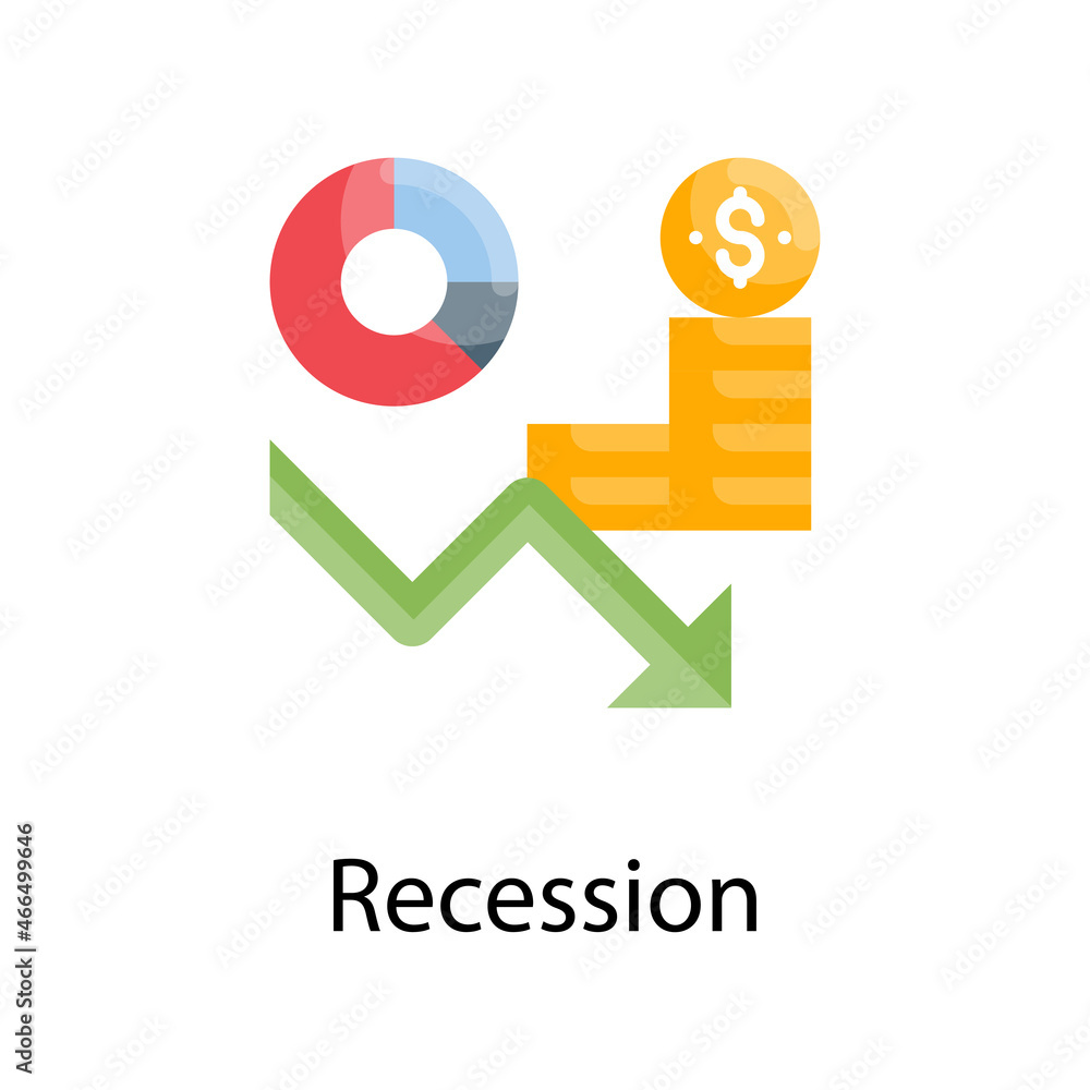 Poster recession vector flat icon design illustration. web analytics symbol on white background eps 10 file