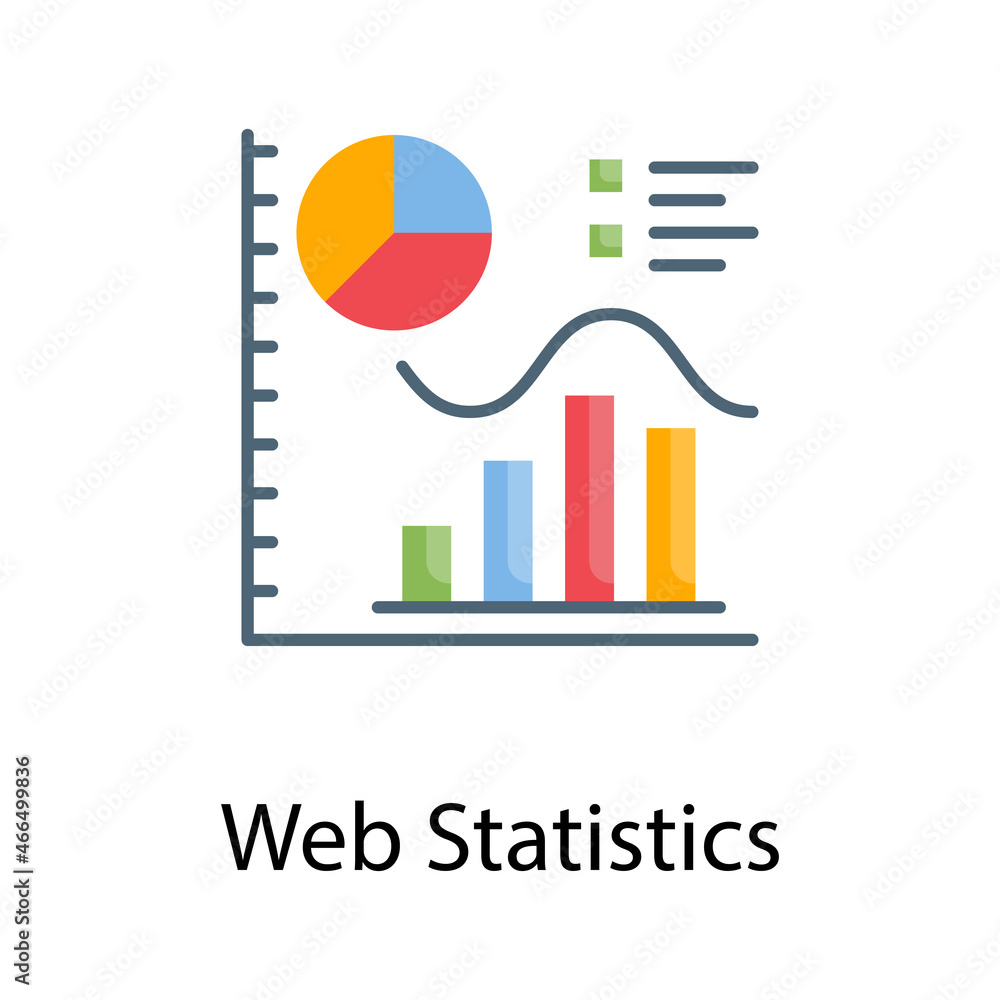 Poster web statistics vector flat icon design illustration. web analytics symbol on white background eps 10