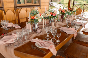 wedding table setting in a restaurant