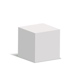 White 3d cube isolated on white background. 3d modeling box with shadow. eps 10