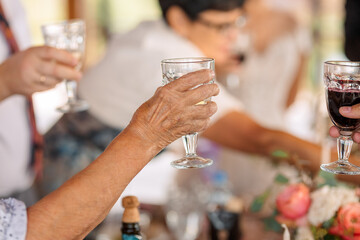 two glasses of champagne in the restaurant