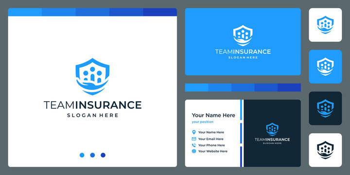 Insurance in the palm holding a person, security and family care. Logo design security and insurance vector design and illustration