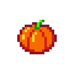 Obraz premium Pixel art Halloween Pumpkin. Pixel jack halloween pumpkin lantern in 8 bit style. Vector retro icon of scary pumpkin face pixel art graphics. Jack o Lantern Halloween pixel spooky face pumpkin.