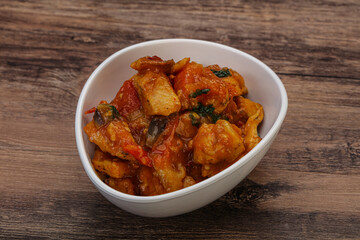 Chicken with oyster sauce and vegetables