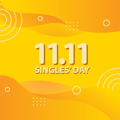 Singles' day , Flash Sale special 11.11 Template Design for Advertising text, banner, presentation, promotion banner, social media campaign post. Orange Yellow Gradient Vector Illustration