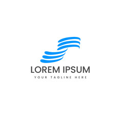 Letter S logo with waves, wings, lines, simple, modern, water