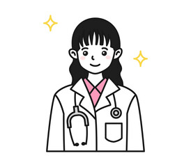 白衣を着た女性の医師のアバター用イラスト素材
