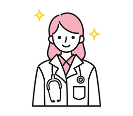 白衣を着た女性の医師のアバター用イラスト素材