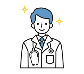 白衣を着た男性の医師のアバター用イラスト素材