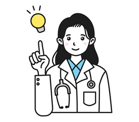 提案をする白衣を着た女性の医者のイラスト素材