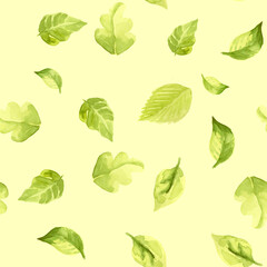 seamless pattern of watercolor leaf