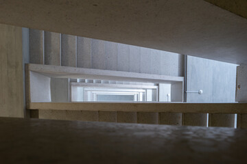 Modern building abstract interior stairway, no people