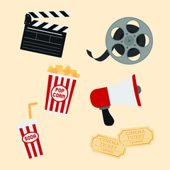 Movie Film Cinema Camera Vector Design Illustration Set