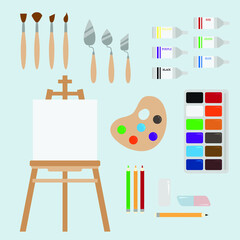 Art Class School Painting Vector Design Illustration Set