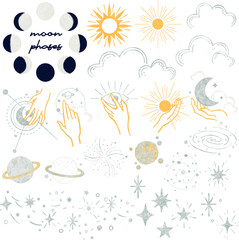 Sun Nature Weather Vector Design Illustration Set