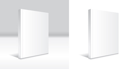 Blank white standing softcover book or magazine mockup template.