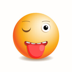 Emoji emoticon teasing winks and shows tongue.