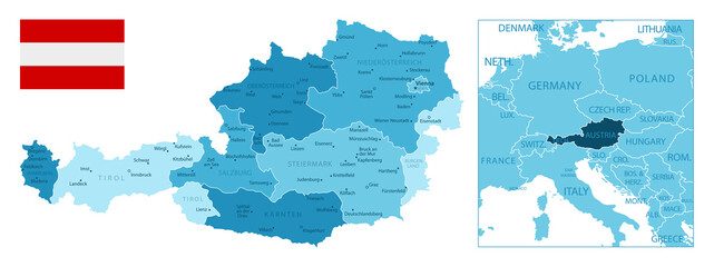 Naklejka premium Austria - highly detailed blue map.
