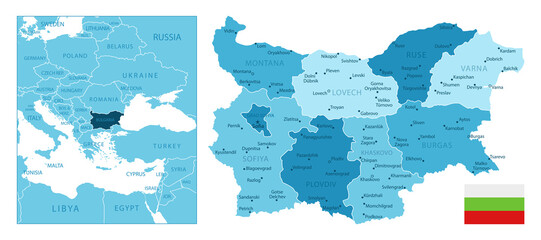 Obraz premium Bulgaria - highly detailed blue map.