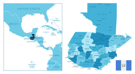 Fototapeta premium Guatemala - highly detailed blue map.