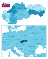 Fototapeta premium Slovakia - highly detailed blue map.
