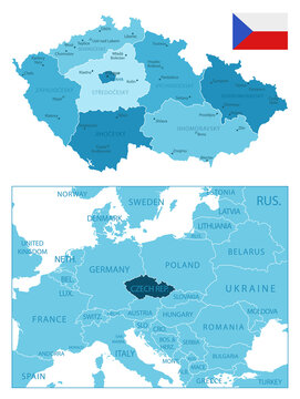 Czech Republic - highly detailed blue map. © gt29