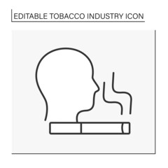  Smoking line icon. Bad habit. Unhealthy addiction man.Tobacco industry concept. Isolated vector illustration. Editable stroke