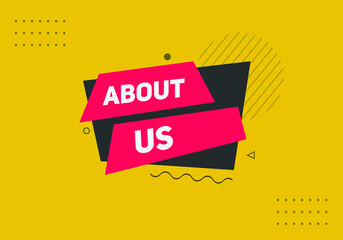 about us text web button. colorful web button icon label. company banner about us