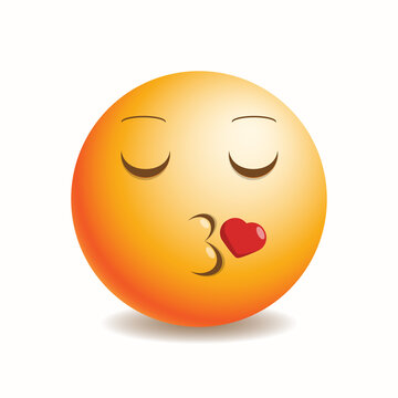 Emoji emoticon kiss with closed eyes and heart.