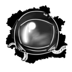 Astronaut helmet illustration in black and white colors
