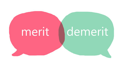2つの吹き出しにmeritとdemeritの文字