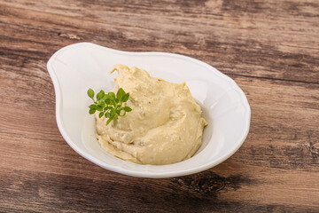 Vegan food - hummus with olive oil