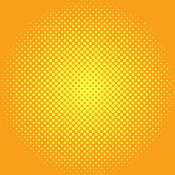 Halftone circle comic orange background. Halftone texture comic book superhero vector background