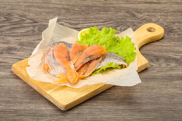 Sliced natural wild trout fillet