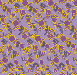 Abstract Flower Silhouettes Wavy Striped Background Seamless Pattern Trendy Fashion Colors Concept Work For Allover Fabric Print or Wall Paper