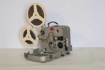 Naklejka premium Rare Home Film Projector with 8mm Cassettes