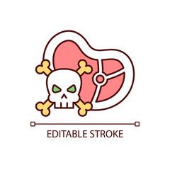 Food toxicity RGB color icon. Contaminated product. Infectious organisms and toxins. Food poisoning. Foodborne illness. Isolated vector illustration. Simple filled line drawing. Editable stroke