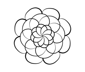 Simple Flower Mandala Shape for Color painting. Outline on white background