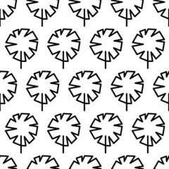 Black and white seamless pattern with tree icon. Vector trees symbol sign. Plants, landscape design for print, card, postcard, fabric, textile. Business idea concept