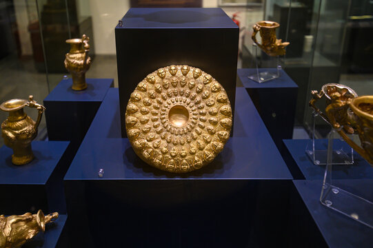 Plovdiv, Bulgaria - 22.10.2021: Panagyurishte golden treasure in Bulgaria. Thracian civilization, IV-III century BC
