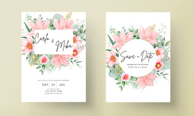 romantic watercolor floral wedding invitation template