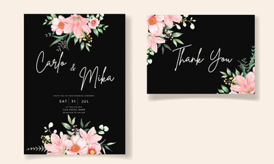 romantic watercolor floral wedding invitation template