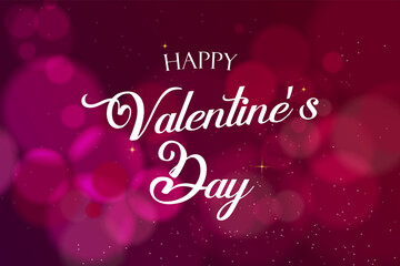 Happy valentine's day background. Lettering happy valentines banner on red bokeh background