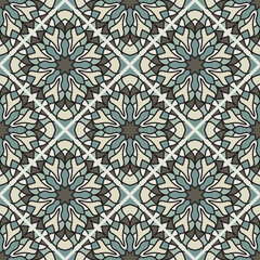 Vector seamless background. Endless colorful floral texture. Use for wallpaper, textile, book cover, clothes. In green and gray colors