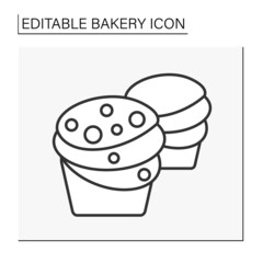 Baking line icon. Cruffin dessert. Hybrid of croissant and muffin.Bakery concept. Isolated vector illustration.Editable stroke