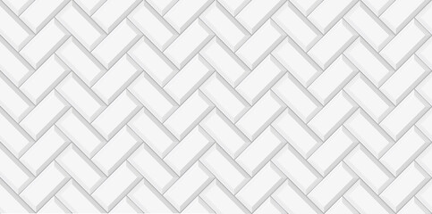 White herringbone subway tile seamless pattern. Wall with brick texture. Vector geometric background design