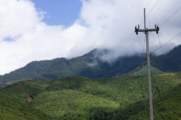 Top view mountain and green landscape from ban huai thone nan thailand.
