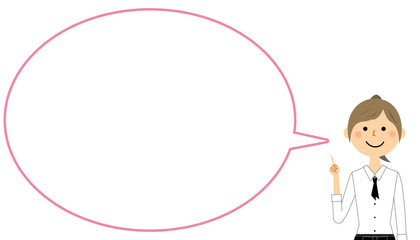 指さしするカフェスタッフ　ふき出し